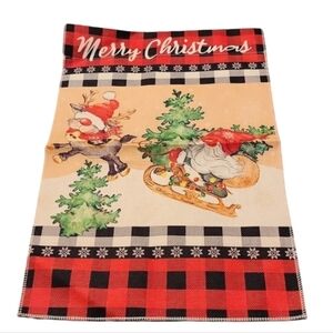 Christmas reindeer santa gingham buffalo plaid garden flag